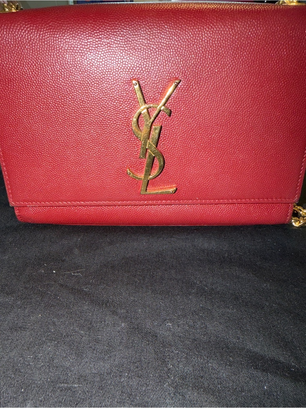 Saint Laurent Red Leather Shoulder Bag with Gold Hardware **USED FINAL SALE**